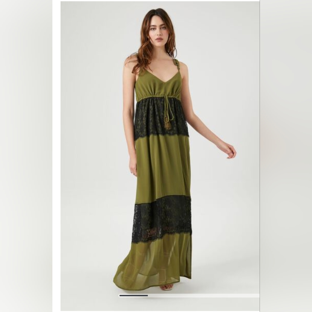 Green and black maxi dress